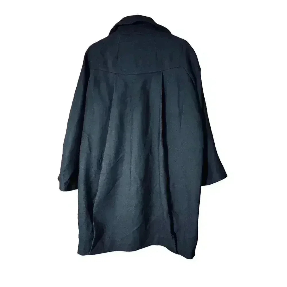 Zara 100% Wool Tailored Jacket Knee Length Navy Medium Designer Made Spain - Picture 2 of 9